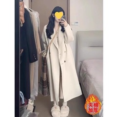 胖大码毛呢大衣女200斤小个子中长款宽松秋冬加棉加厚呢子外套