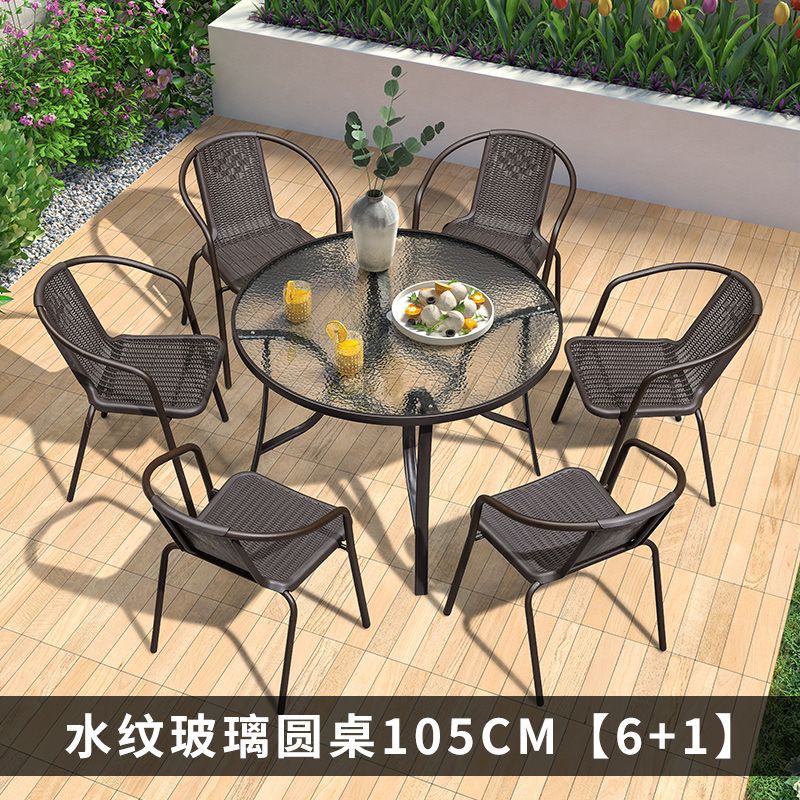 106 조립된 물무늬 원형 테이블 6+1개