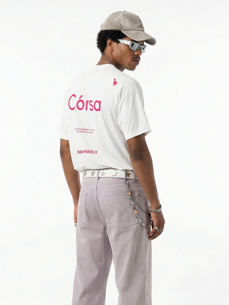 T-shirt de sport contrasté à séchage rapide, collection été 2026, respirant, léger et fin, idéal pour la course à pied en extérieur. Manches courtes._voghion.com