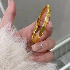 新しい中国式の猫の目の金色のブレスレットの女性のファッションの高級な閉口の素の輪の手の輪のきらめく腕輪の砂の金の装飾品