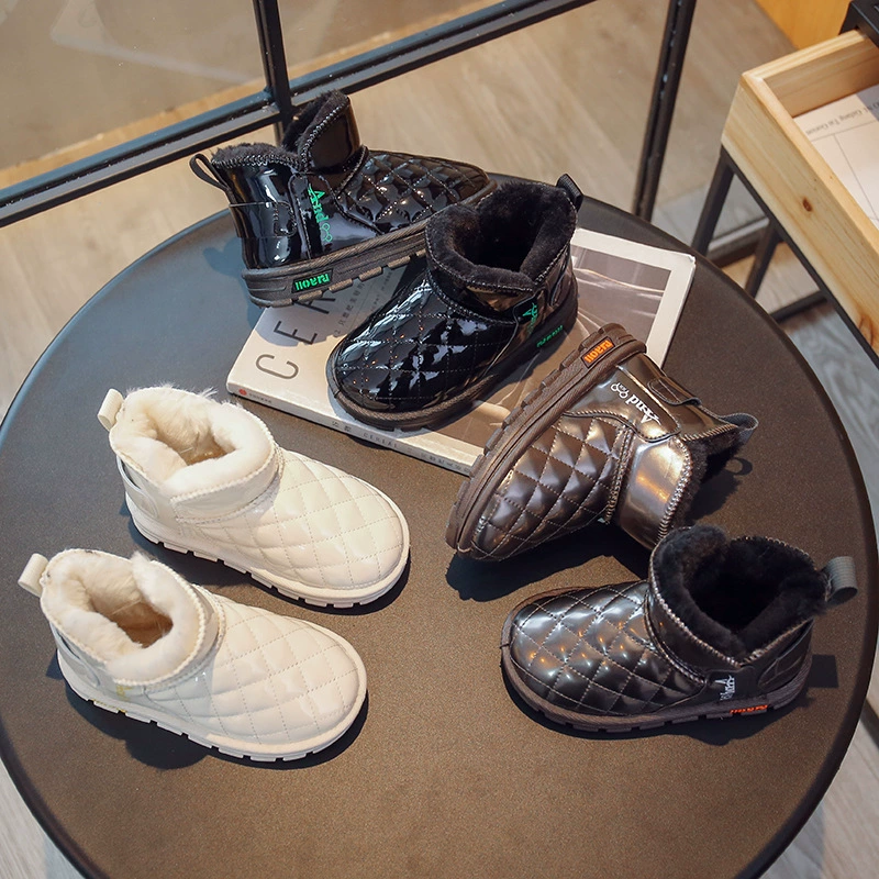 Детские зимние сапоги Хлопковые сапоги для девочек 2022 Зимняя утолщенная теплая хлопковая обувь на флисовой подкладке для больших детей Непромокаемые сапоги для мальчиков