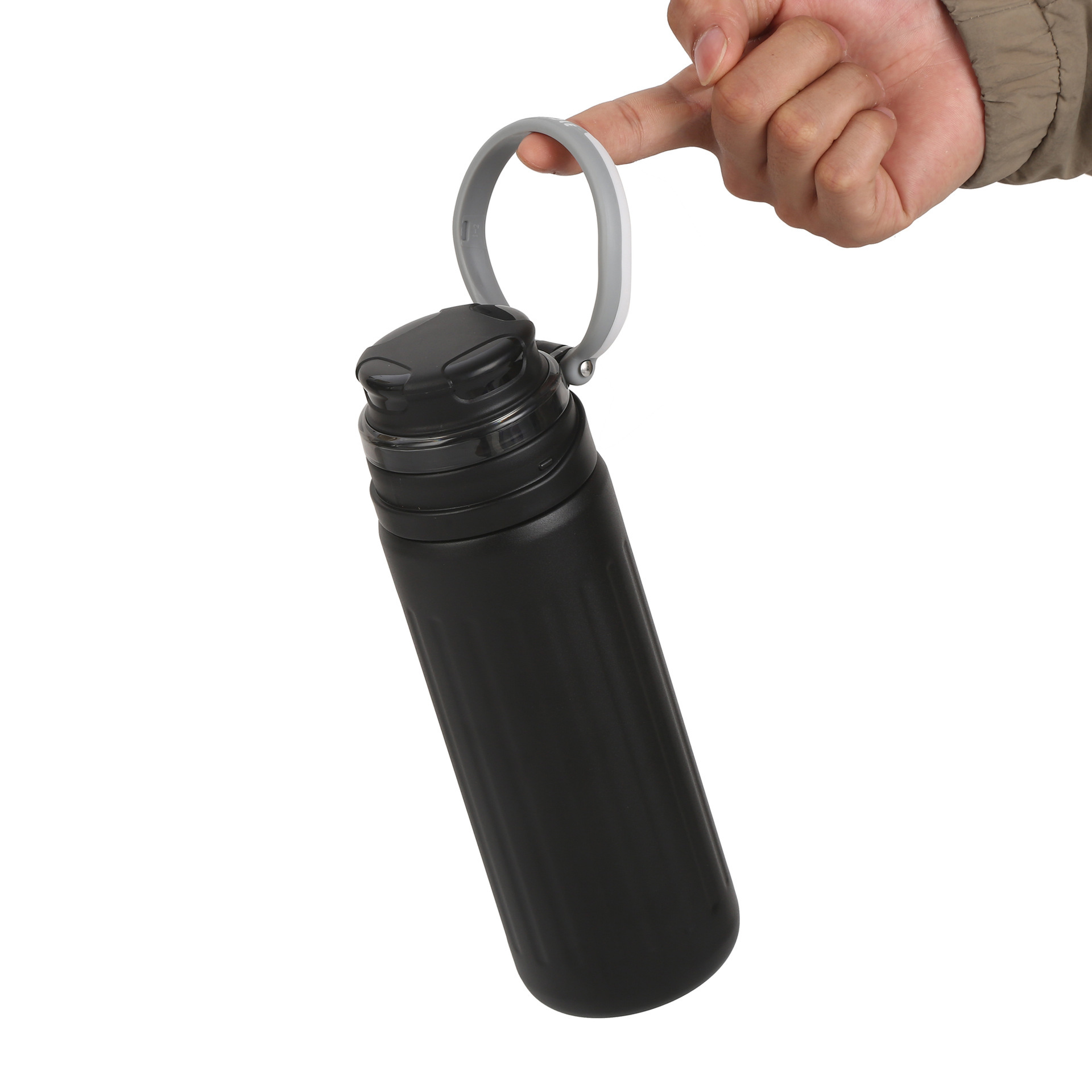 Transfronterizo con anillo de elevación portable taza de agua deportiva 316 taza de aislamiento térmico de acero inoxidable de alto valor facial para hombres y mujeres taza de agua
