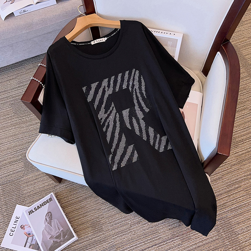 300 catties large size women's bust 150 fat mm plus fat plus size summer new short-sleeved T-shirt dress 1-1