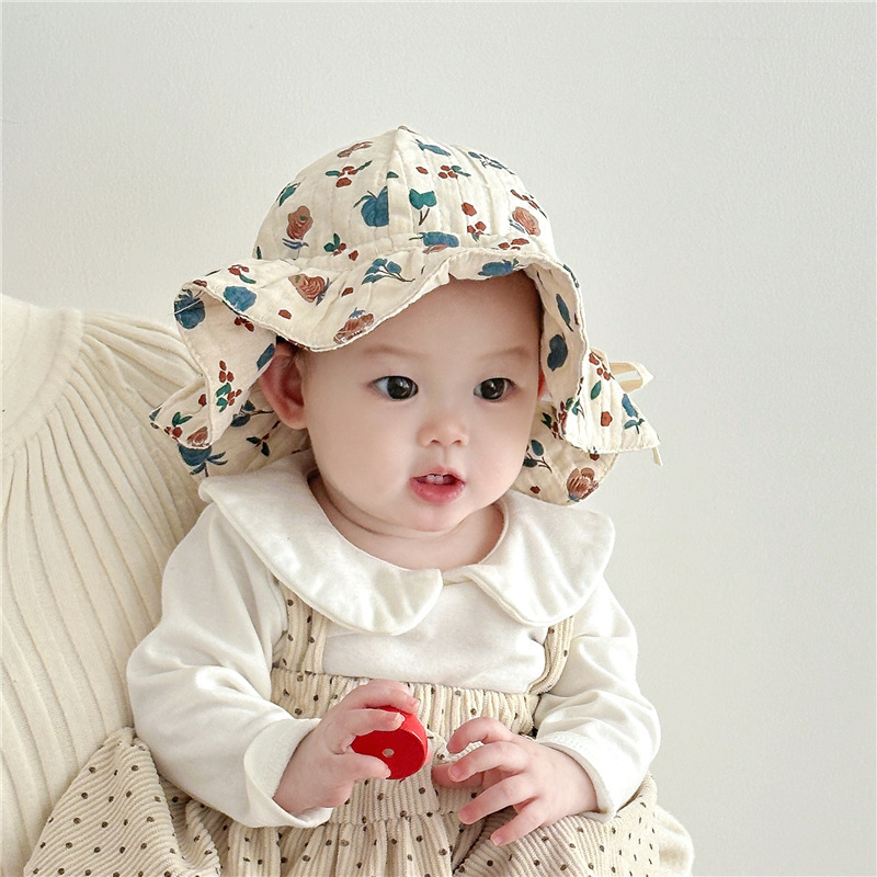Sombrero de bebé princesa sombrero pescador delgado protector solar mujer Bao primavera ajustable pequeña edad primavera / verano viaje gorra de bañera sombrero sombrero solar