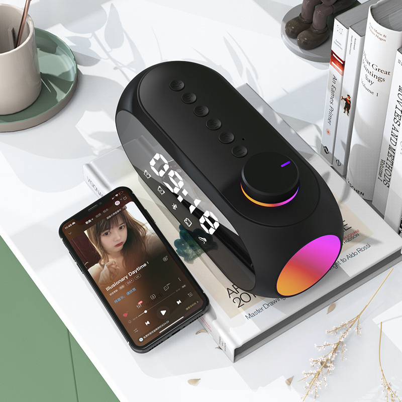 新しいRGB bluetoothスピーカーs 18-雰囲気ランプ重サブウーファ携帯ミニ時計家庭用目覚まし時計デスクトップ|undefined