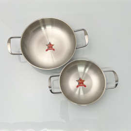 韩式加厚不锈钢锅海鲜干锅双耳拉面锅汤锅泡面锅平底迷你小火锅盆