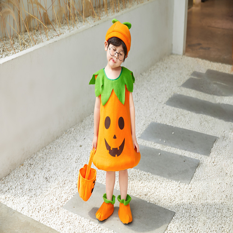 国境を越えた 2025 ハロウィン子供服子供秋服カボチャ服子供ハロウィン植物衣装外国貿易卸売|undefined
