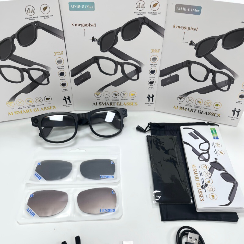 New G1MAX Smart Glasses 8MP Anti-Shake 1080 HD Video Recording AI Image Recognition Translation Call New G1MAX Smart Glasses 8MP Anti-Shake 1080 HD Video Recording AI Image Recognition Translation Call