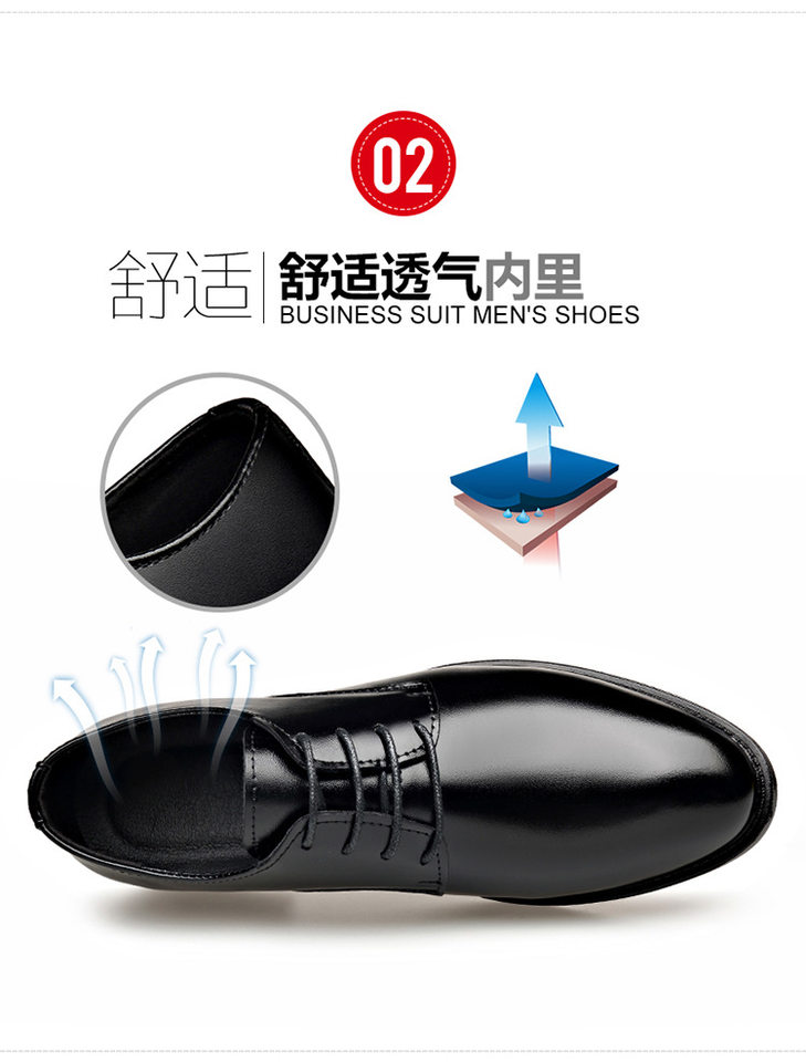 Giày da nam công sở mũi nhọn, gót thấp 1–3 cm, kiểu Anh, dây buộc, phù hợp đi làm và dự tiệc — 2Z101 màu đen chi tiết 9