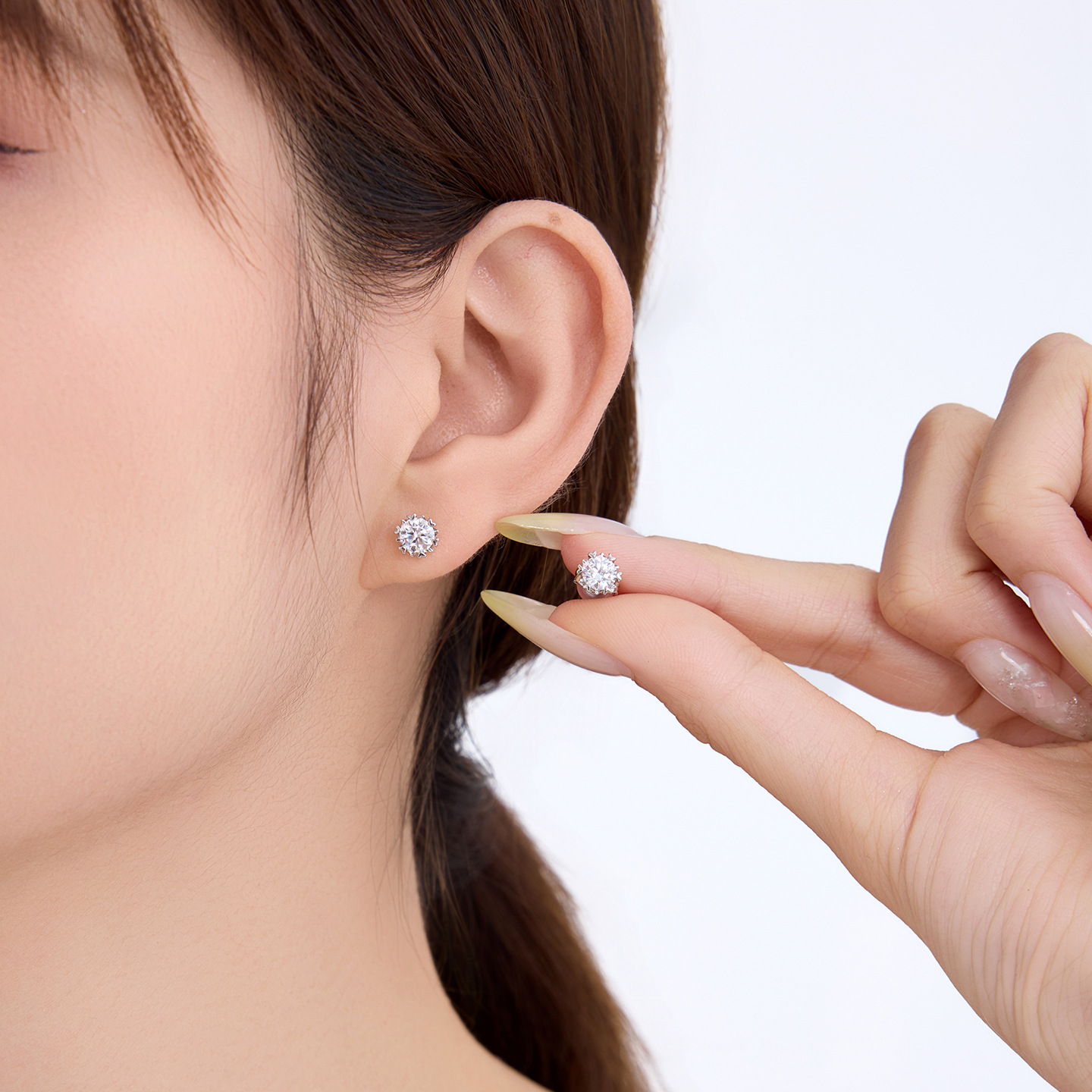 Pendientes de Botón de Corazón y Copo de Nieve de Aleación de Cobre Galvanizado para Mujer image 3