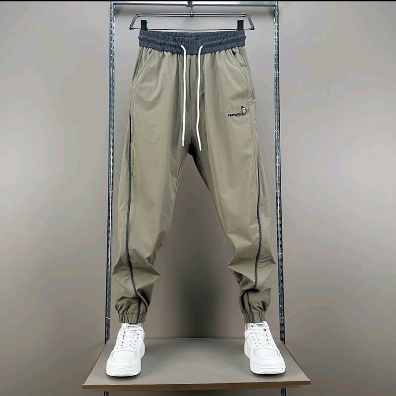 Men's Jogger Pants Casual Trendy Embroidered Simple Long Pants Versatile Patchwork Quick-Dry Sports Loose Summer Thin Style Men's Jogger Pants Casual Trendy Embroidered Simple Long Pants Versatile Patchwork Quick-Dry Sports Loose Summer Thin Style
