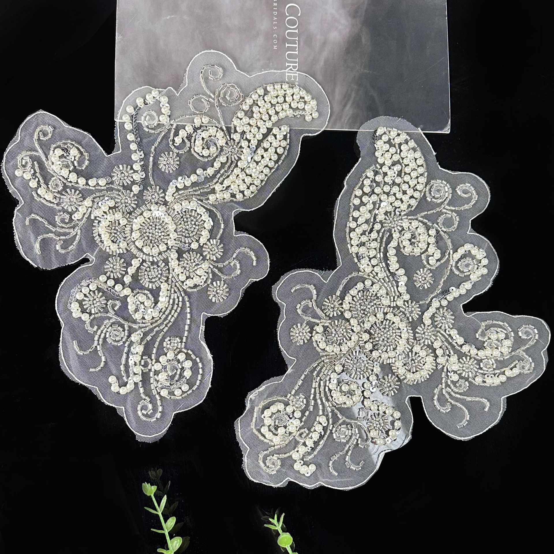 Europa y América industria pesada bordada cuello de perlas flores de tela grande collar de perlas vestido vestido de boda vestido de camisa decoración