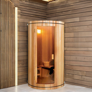 High Quality Red Cedar Barrel Sauna Room with Electric Heater Wet Steam Function and Computer Control Panel Christmas