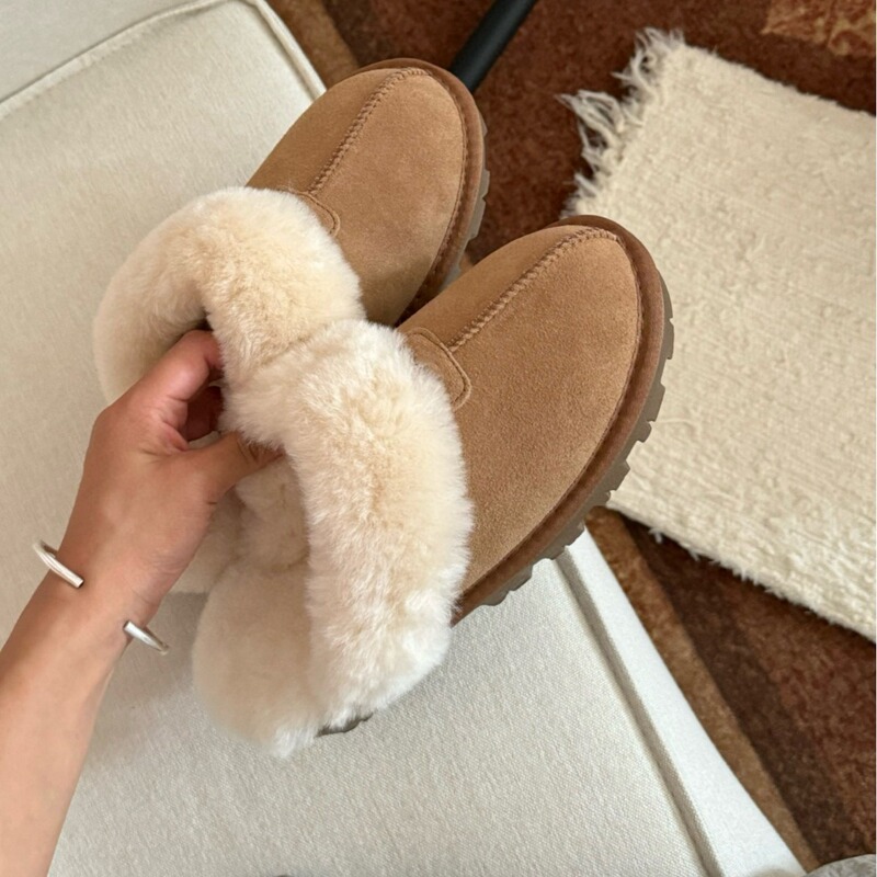 Henan Sangpo Village Snow Boots Couple Style Fur Integrated Star Slippers Internet Celebrity Same Style Flat Comfortable Slippers High Version