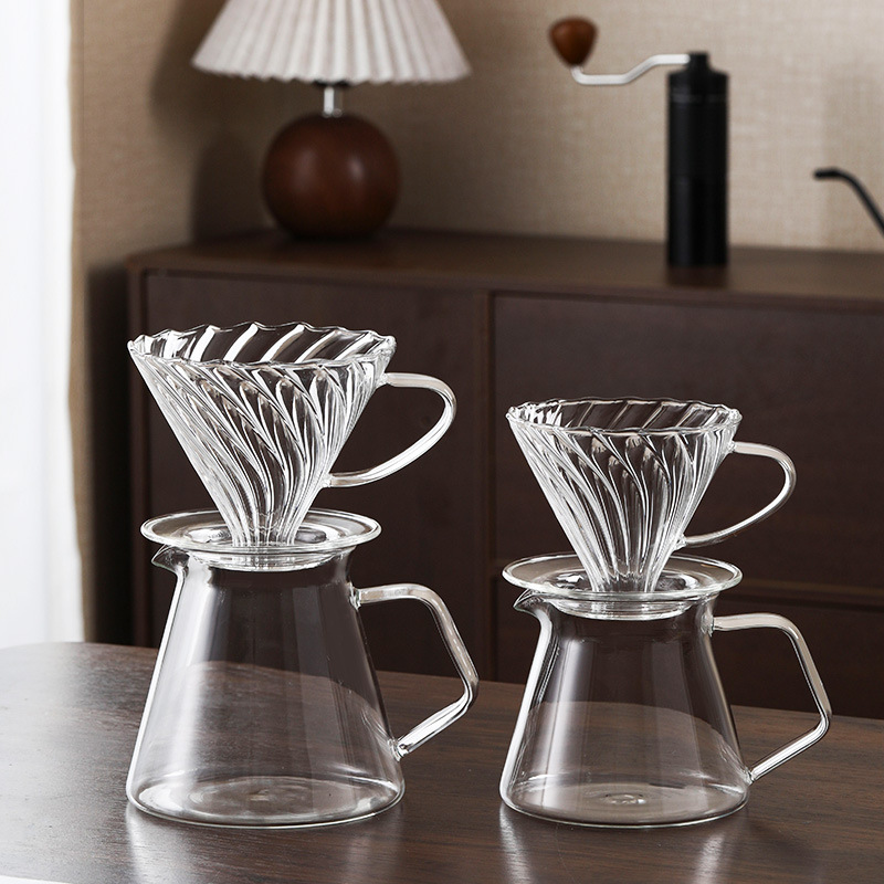 Afanti ガラス工場コーヒーポット共有セット透明手淹れコーヒーポット漏斗家庭用コーヒーポット卸売|undefined