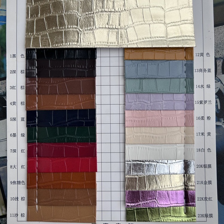 油皮方块鳄鱼纹鳄鱼纹相册笔记本封面箱包手袋人造革仿皮革面料