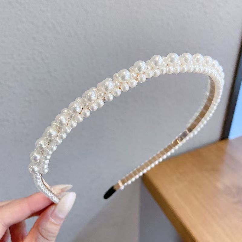 高級模造パールヘッドバンド、スーパーフェアリーヘッドバンド、ネットセレブヘアピン、シンプルで万能なヘッドバンド、気質ヘアアクセサリー|undefined