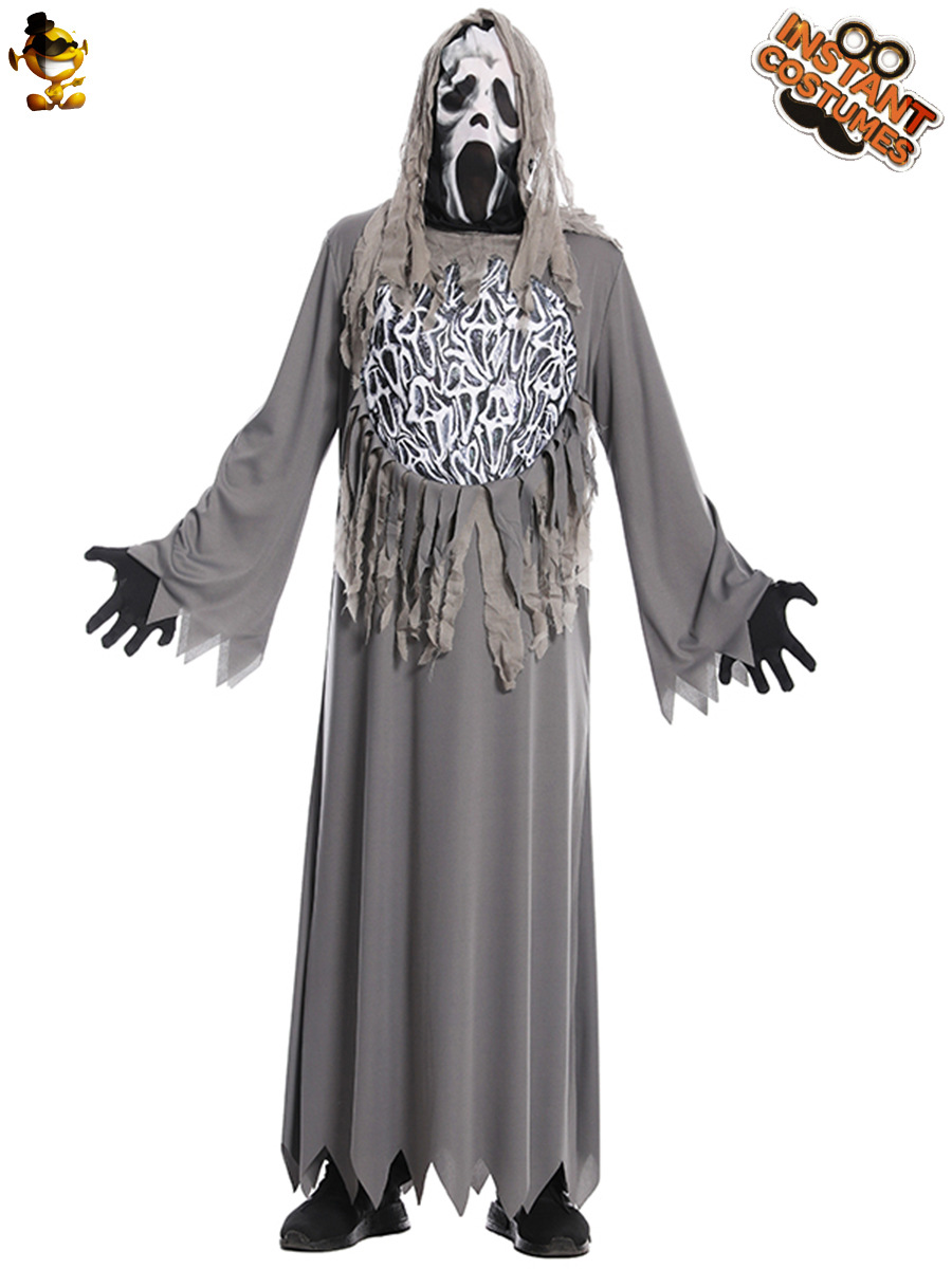 Halloween gran hombre gris horror cadena fantasma Halloween partido traje Cosplay ropa etapa rendimiento ropa