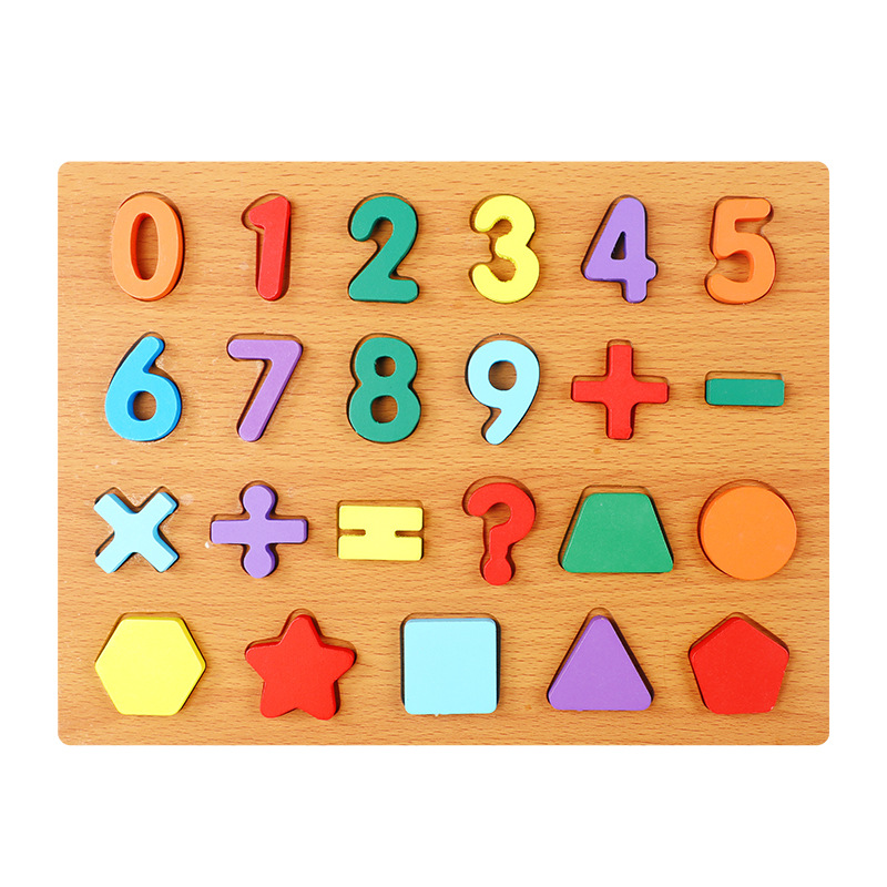Juguete de rompecabezas digital de madera para niños alfabeto gráfico geométrico cognición emparejado mano agarrar tablero de educación temprana
