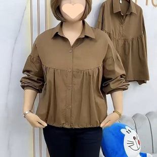 2025 New Autum Fashion Long-Sleeved Shirt, Feminine, Large Size, Loose, Slim and Versatile Pure Color Shirt Cardigan