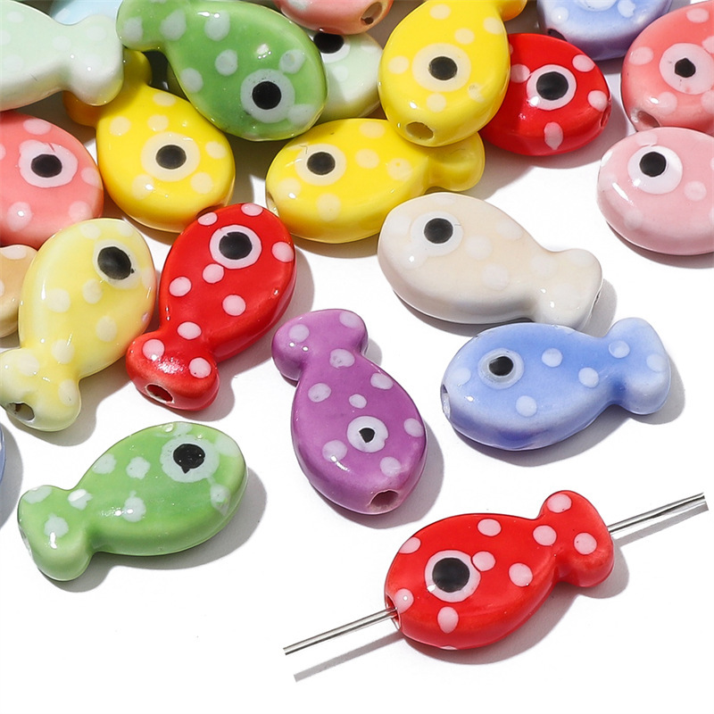 DIY Jewelry Accessories Classification Hole 2~2.9mm Hole Size 2 Pieces 11 * 19mm Hole 2~2.9mm Ceramics Fish DIY Jewelry Accessories Beads