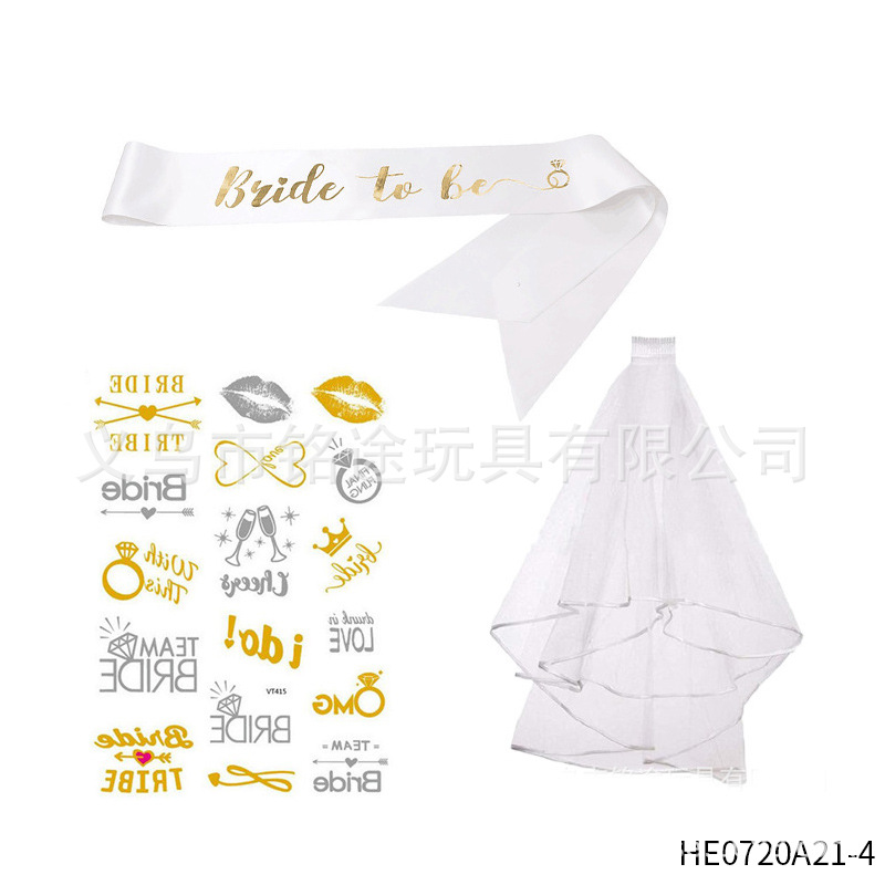 En stock novia solo partido nupcial oro rosa Garland hombro Correa nupcial velo tatuaje pegatina traje de boda