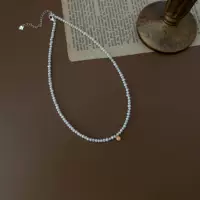 3 мм мелкий бэби маленькие рисовые бусы натуральный пресноводный жемчуг ожерелье женщина маленькая золотая фасоль Чжун Чуси Французская цепочка из чистого серебра