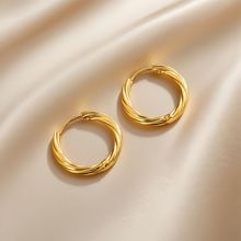 复古梅花扭HOOP耳环厂家批发耳扣女不掉色条纹质感圆圈24小时发货