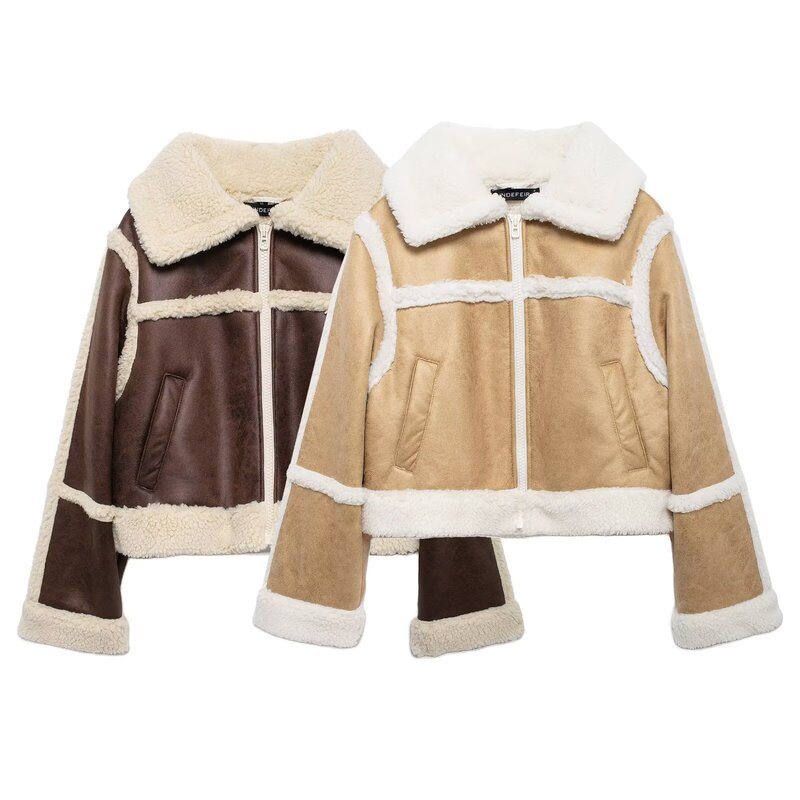 Cross-border Europe and the United States Amazon Teddy velvet lining jacket jacket 2025 spring new women's clothing D61968