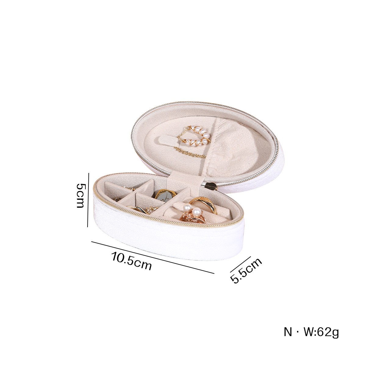 Caja de embalaje de joyería de terciopelo ovalado transfronterizo Caja de almacenamiento de joyería Pendientes de viaje de alta calidad Caja de almacenamiento de anillo