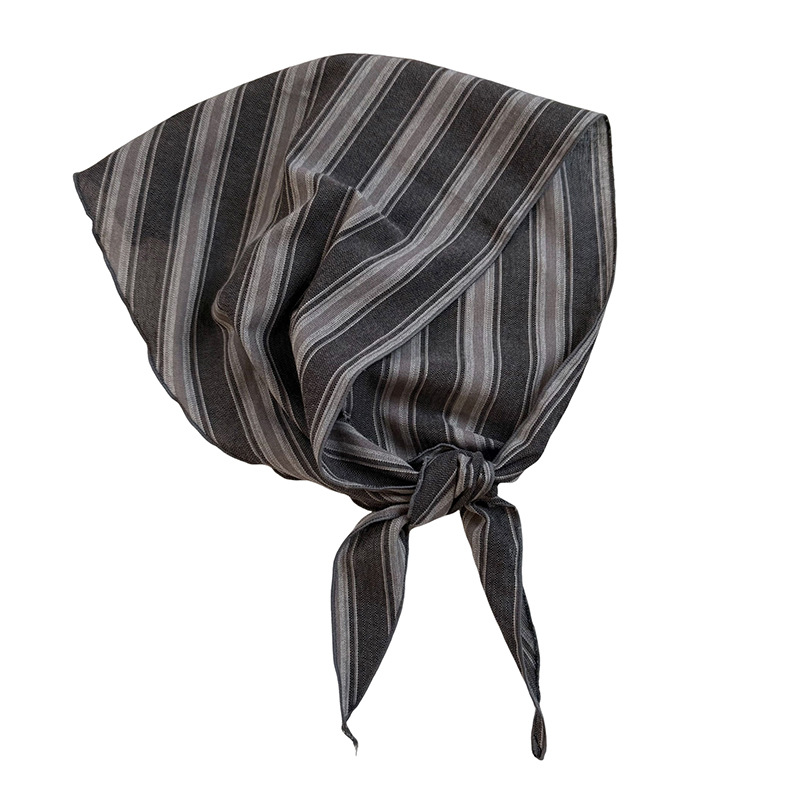 Bufanda de lino de algodón a rayas clásico retro simple japonés, bufanda de cuello informal, bufanda pequeña, diadema pequeña, diadema, mujer de doble uso