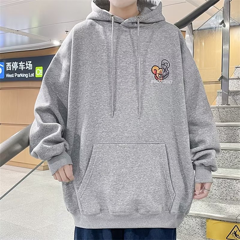 Men's Streetwear Cartoon Monster Letter Print Hoodie Graphic Sweatshirts with Kangaroo Pocket Design Long Sleeve Hoodie 2023 Casual Pullovers For Men_voghion.com
