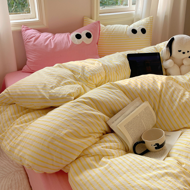 Juego de cama de algodón grueso de cuatro piezas 2025 nuevo estilo dormitorio de otoño e invierno sábanas de algodón funda edredón Juego de cama de tres piezas 4