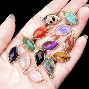 2075-amethyst agate semi-precious stone horse eye copper edging pendant diy earrings hairpin jewelry accessories materials