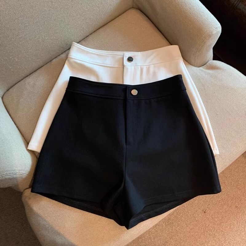 Black and White Plus Size Fat mm Suit Shorts for Women 2025 Summer Thin High Waist Slimming Look A-Line Tight Elastic Pants