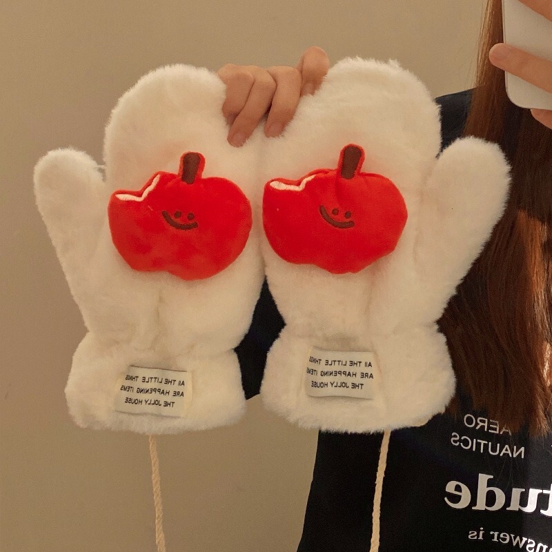 卡通甜美少女粉色猫咪围巾冬季保暖加厚可爱毛绒防风学生围脖白色|undefined