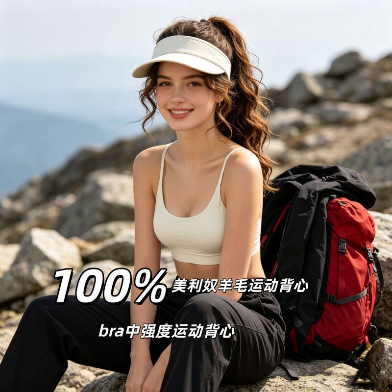 Gray Shell Merino Wool Women's Bra Hiking and Mountaineering Quick-Drying Breathable Merino Running Vest Sports Bra