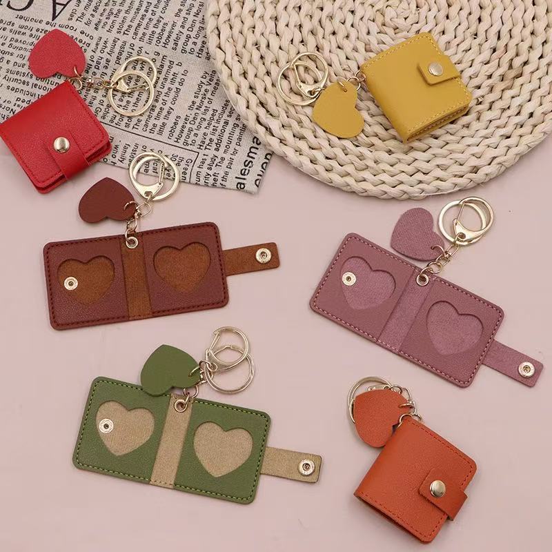 Casual Leather Photo Keychain, Compact Mini Couple Photo Storage Pendant, Anime Star Photo Hand Storage