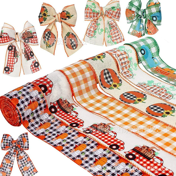 Лента Hongyi Лента Дня благодарения осенняя Тема урожая лента тыквенная лента клетчатая лента Декоративная лента Дня благодарения