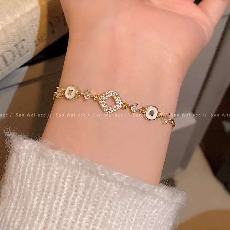 欧美精致微镶锆石手链女轻奢小众高级感抽拉可调节手环手饰品批发