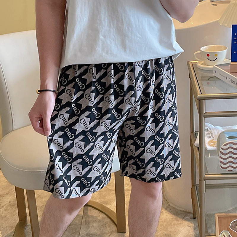 YY 남자 반바지-검은 색과 회색 Houndstooth