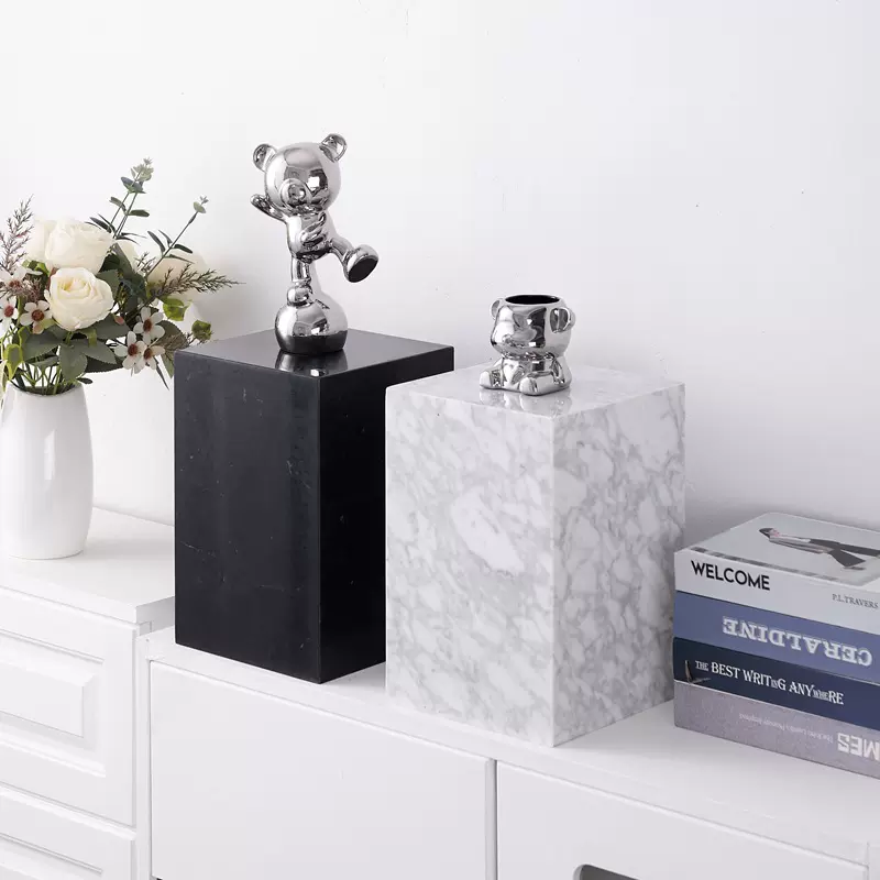 天然大理石摆件底座客厅玄关酒店会所雕塑石头基座墩子样板展示台