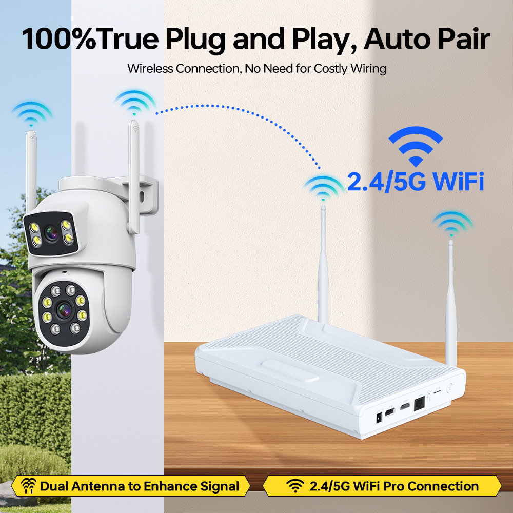 Yishiyun Wireless 4MP Outdoor Bullet Dome Surveillance Camera Kit with NVR