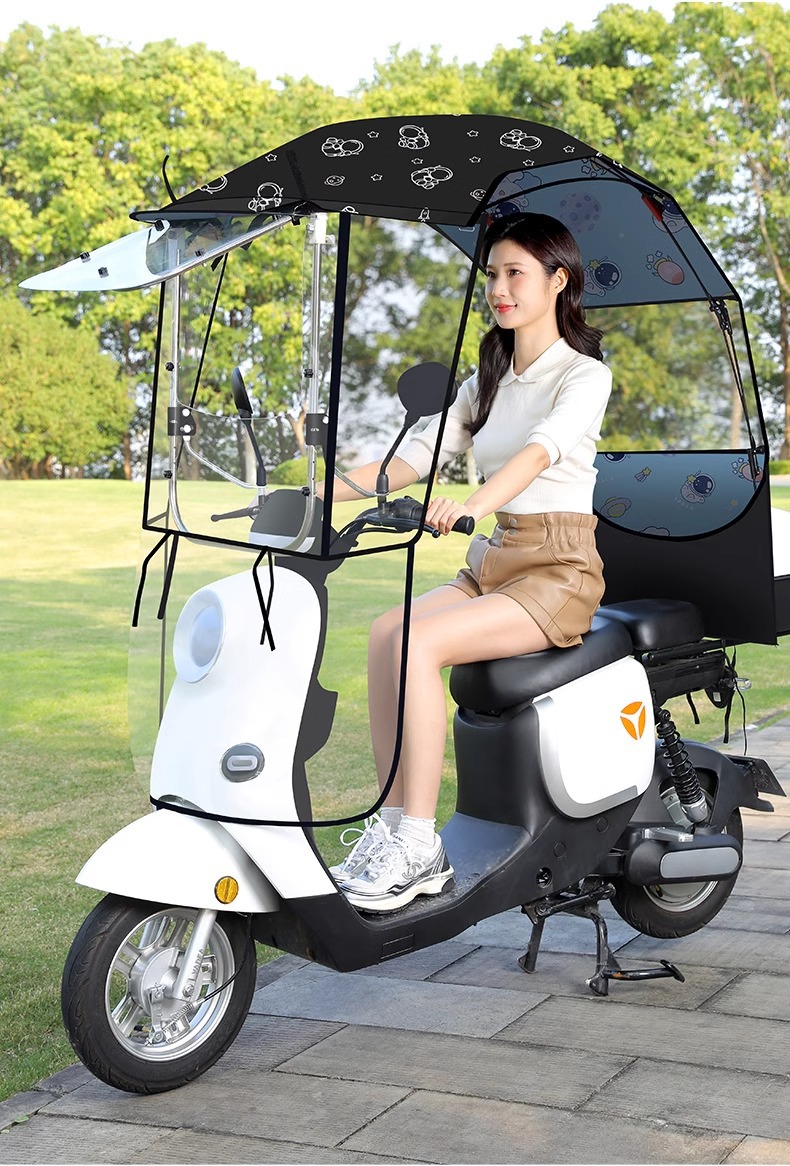 Electric Vehicle Awning New Style Detachable Folding Retractable Awning Battery Vehicle Windshield Sun Protection Rain Protection Umbrella