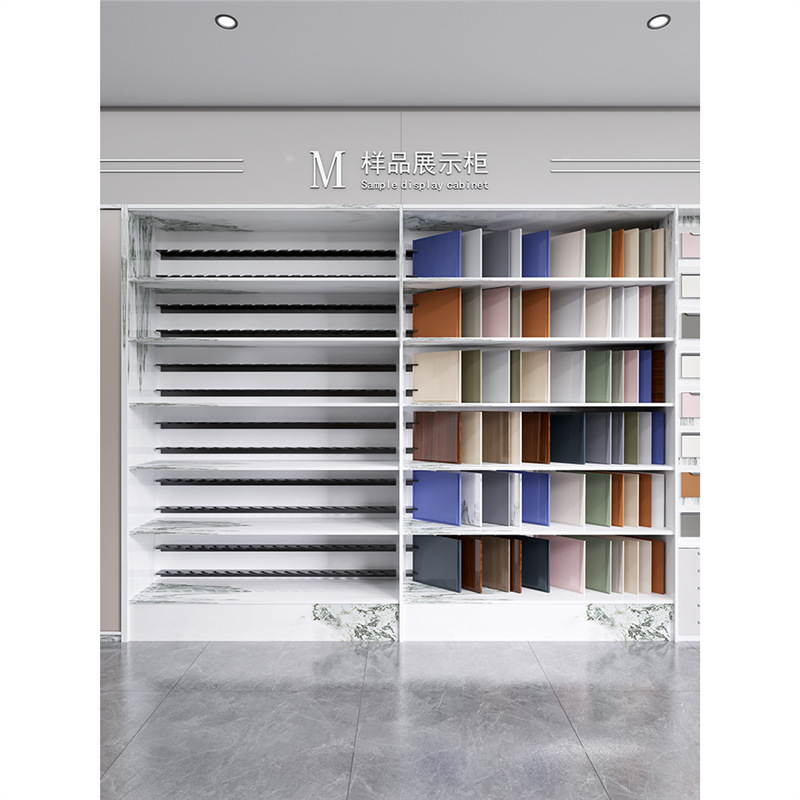 色板展示架锁墙生态板架子石材瓷砖样块陈列架橱柜门板样品展示柜