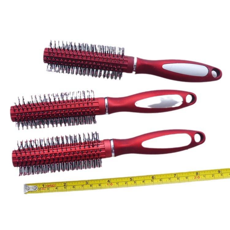 Red curly plastic matte brush, adds volume, wholesale