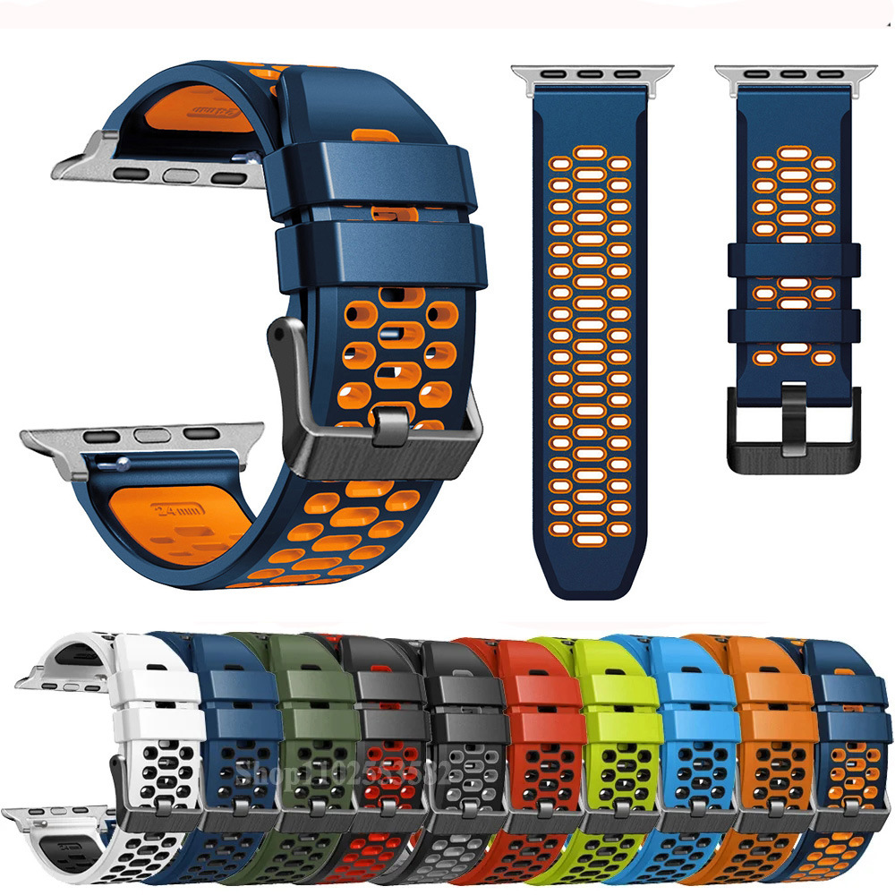 适用苹果手表Ultra2 49mm Series10 9 8 7 6 5 4 46 44mm透气表带