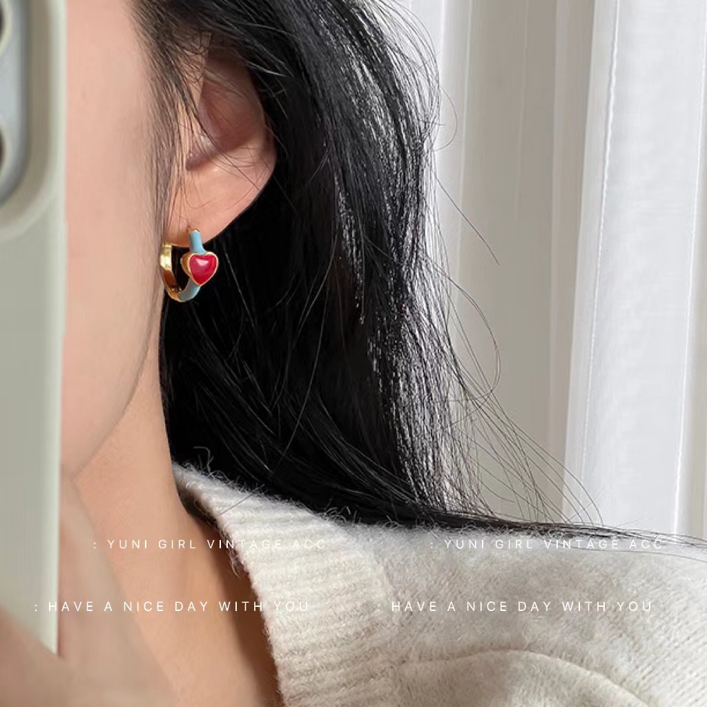 Sweet Heart Shape Copper Plating Earrings 1 Pair