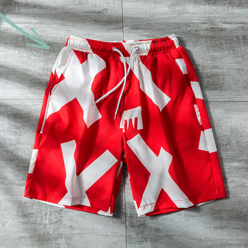 plus Size Men's Summer Breathable Polyester Casual Drawstring Beach Shorts Quick-Dry Geometric Print up to 7XL_voghion.com