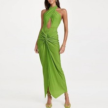 2024欧美新款泳装女闪光面料挂脖镂空连体式泳衣套装跨境爆款